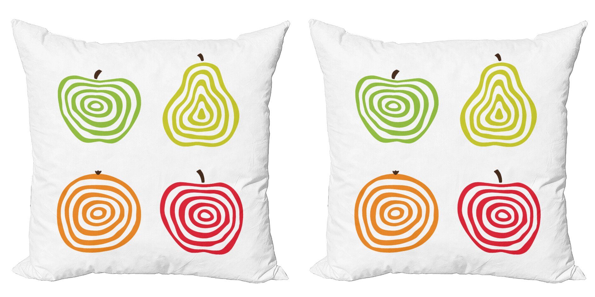 Kissenbezüge Modern Accent Doppelseitiger Digitaldruck, Abakuhaus (2 Stück), Obst Äpfel Birne und Orange Line