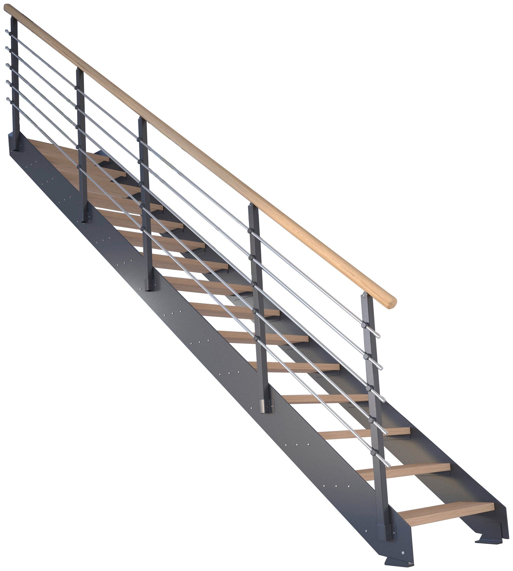offen, Stufen Starwood Kos, Metall, Geteilte Systemtreppe