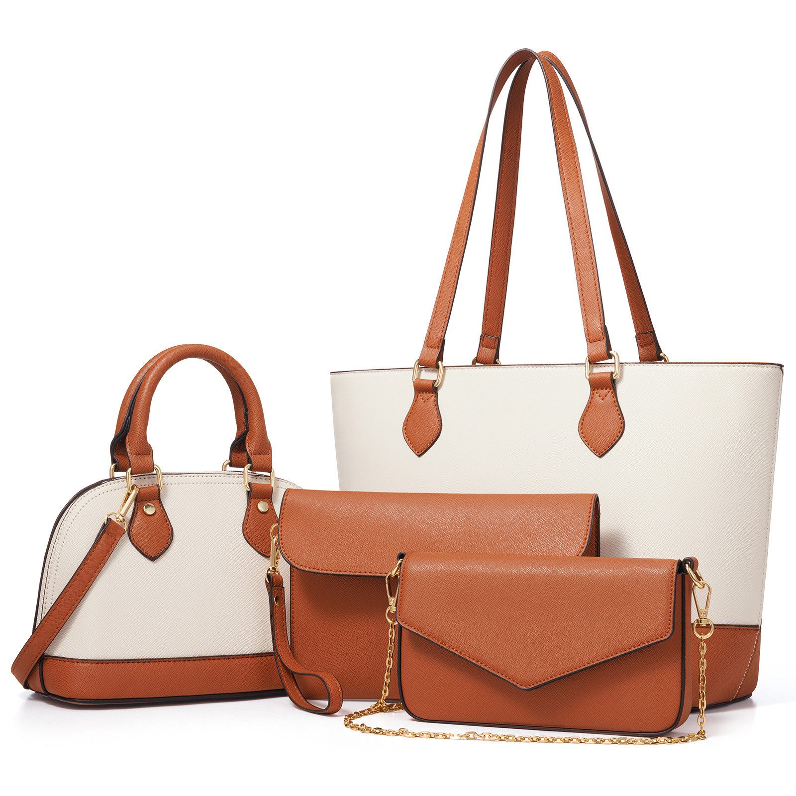 OKWISH Henkeltasche Umhängetasche Handtasche Tragetasche Aktentasche Tasche (Schultertasche Arbeitstasche Messenger-Tasche Top Griff Schultergurt, 4-tlg., Bürotasche, Ledertasche, Unitasche, Freizeittasche), für Frau Frauen Jungen Freizeit Business Schule Büro Reisen usw