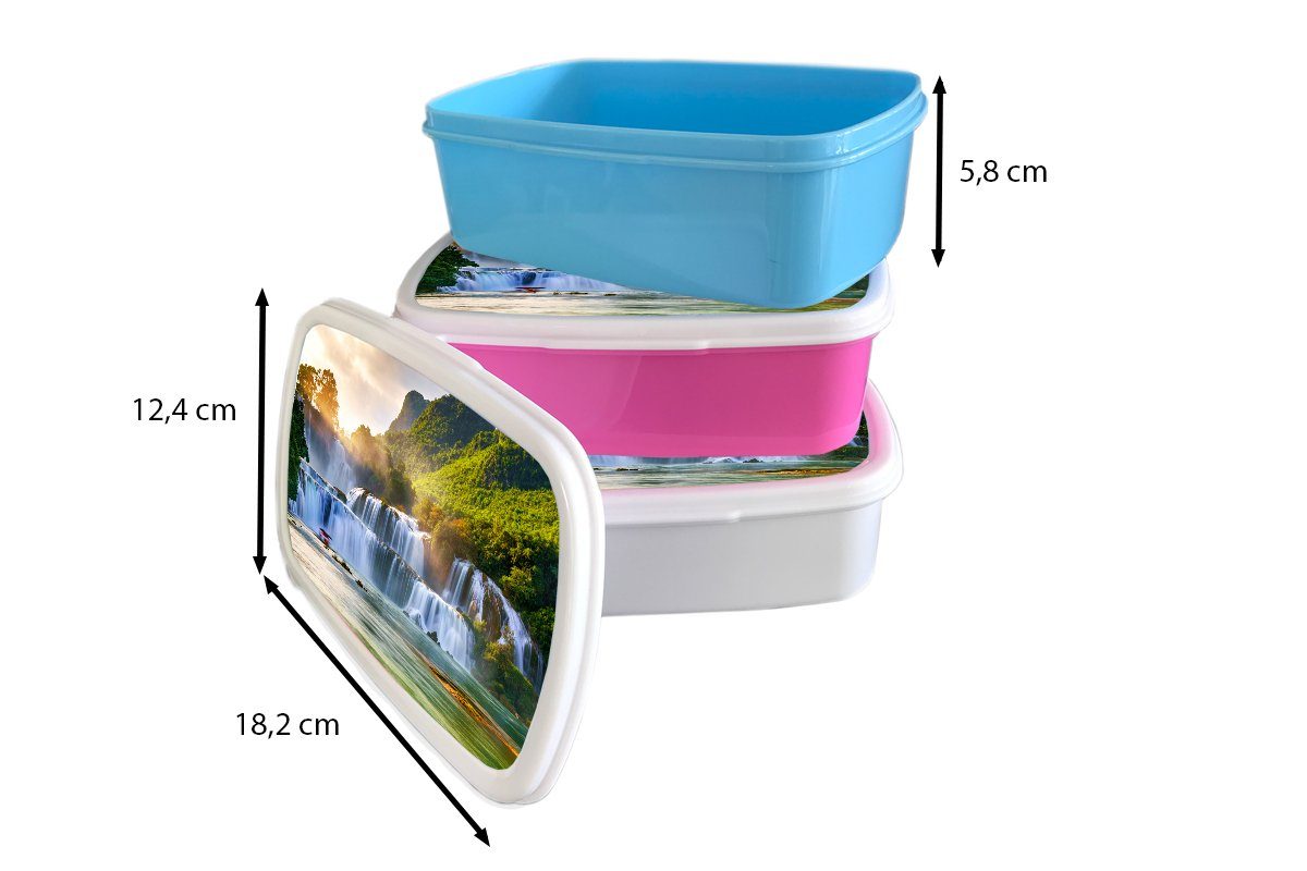 MuchoWow - - Pflanzen Wasser und Lunchbox (2-tlg), Jungs Kunststoff, Natur, Erwachsene, Brotbox Brotdose, - für - Sonne Kinder weiß und Wasserfall für Mädchen