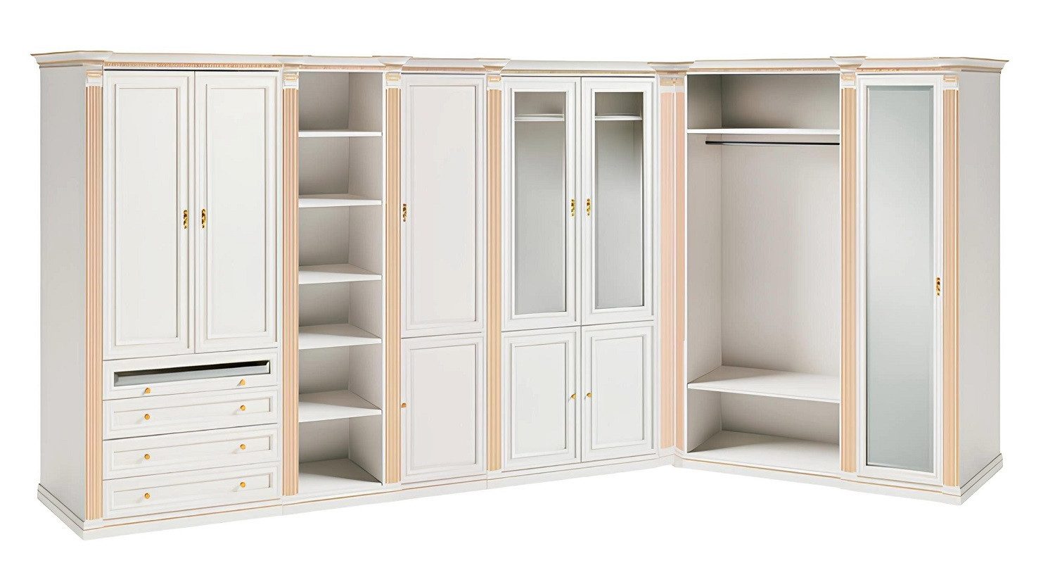 JVmoebel Eckkleiderschrank Eleganter weißer Kleiderschrank aus hochwertigem Holz (Eckschrank) Made in Europa