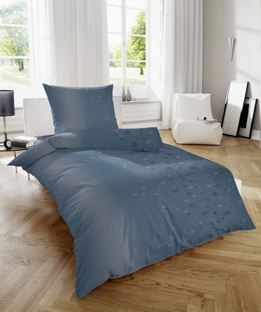 H.G. Hahn Haustextilien Bettwäsche Hahn Feinbiber Bettwäsche Sterne Stars, Feinbiber, 2 teilig