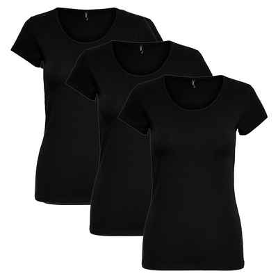 ONLY Longsleeve ONLY 3er Pack Damen T-Shirt kurzarm