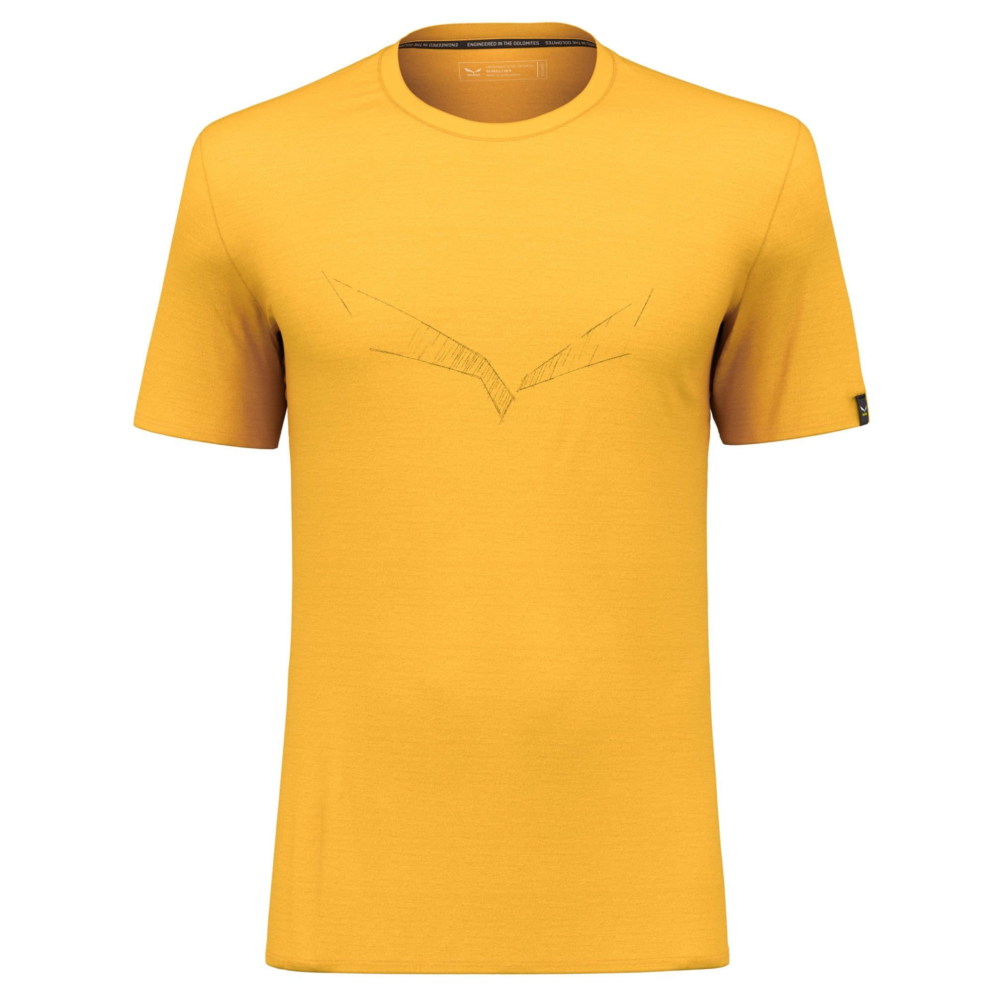 Salewa T-Shirt Salewa M Pure Eagle Sketch Am T-shirt Herren Gold Melange