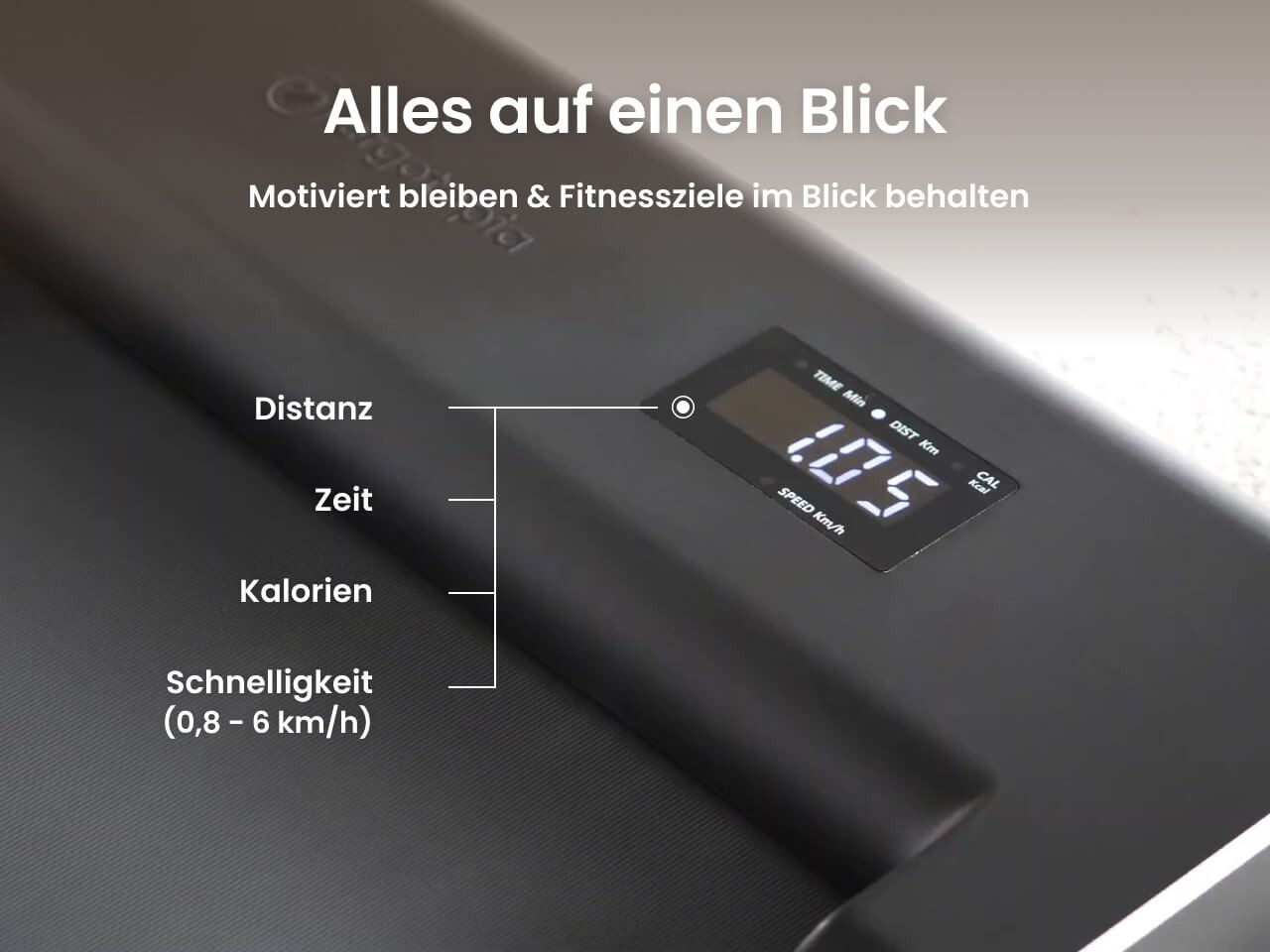 Ergotopia Laufband Ergotopia Walking Pad, leises Laufband für Zuhause und Büro, LED Display (Zeit, Distanz, Kalorien, Geschwindigkeit)