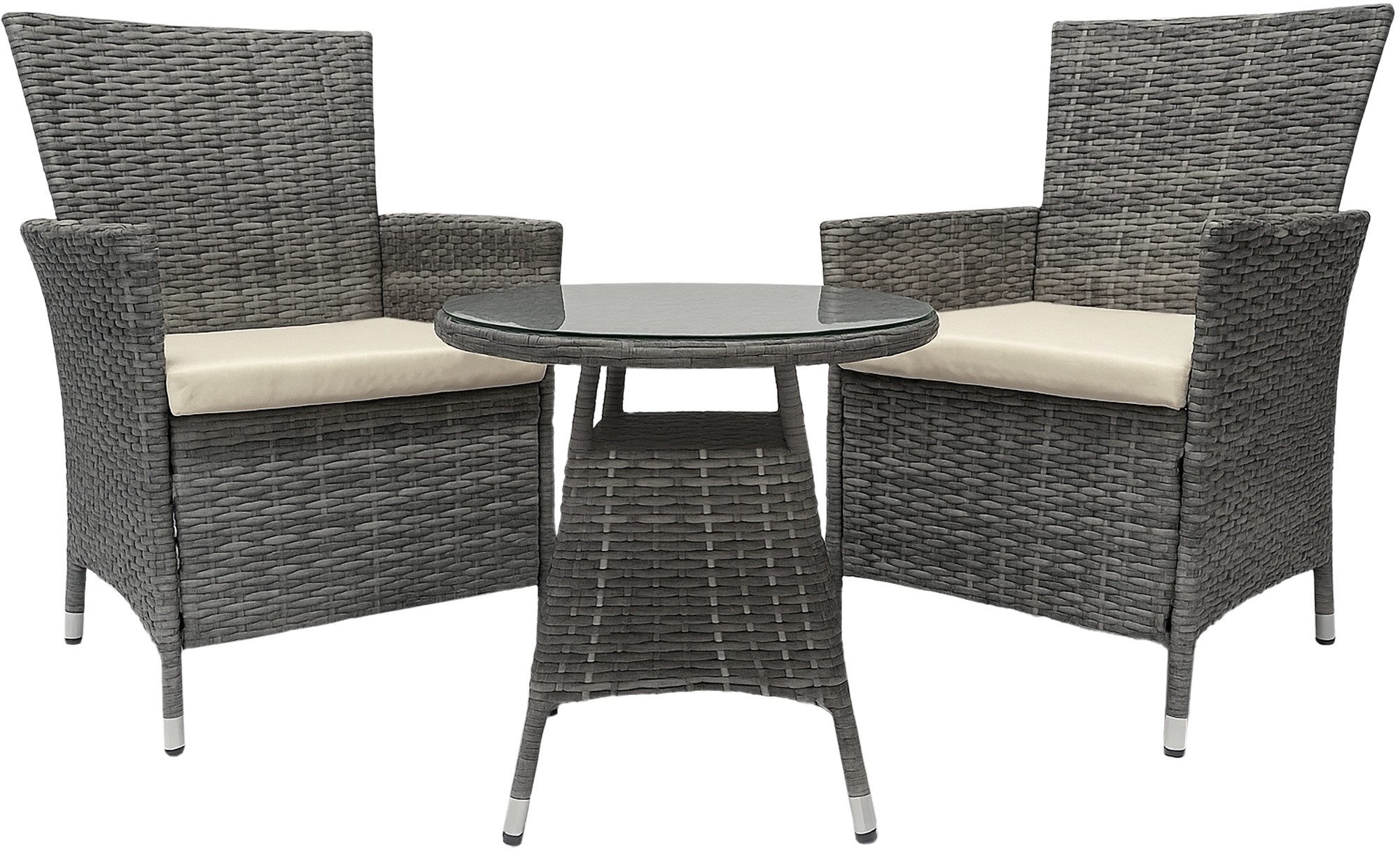 furnicato Garten-Essgruppe Esstisch-Loungeset Fireda 110x110x84 cm grau-meliert, (1-tlg)