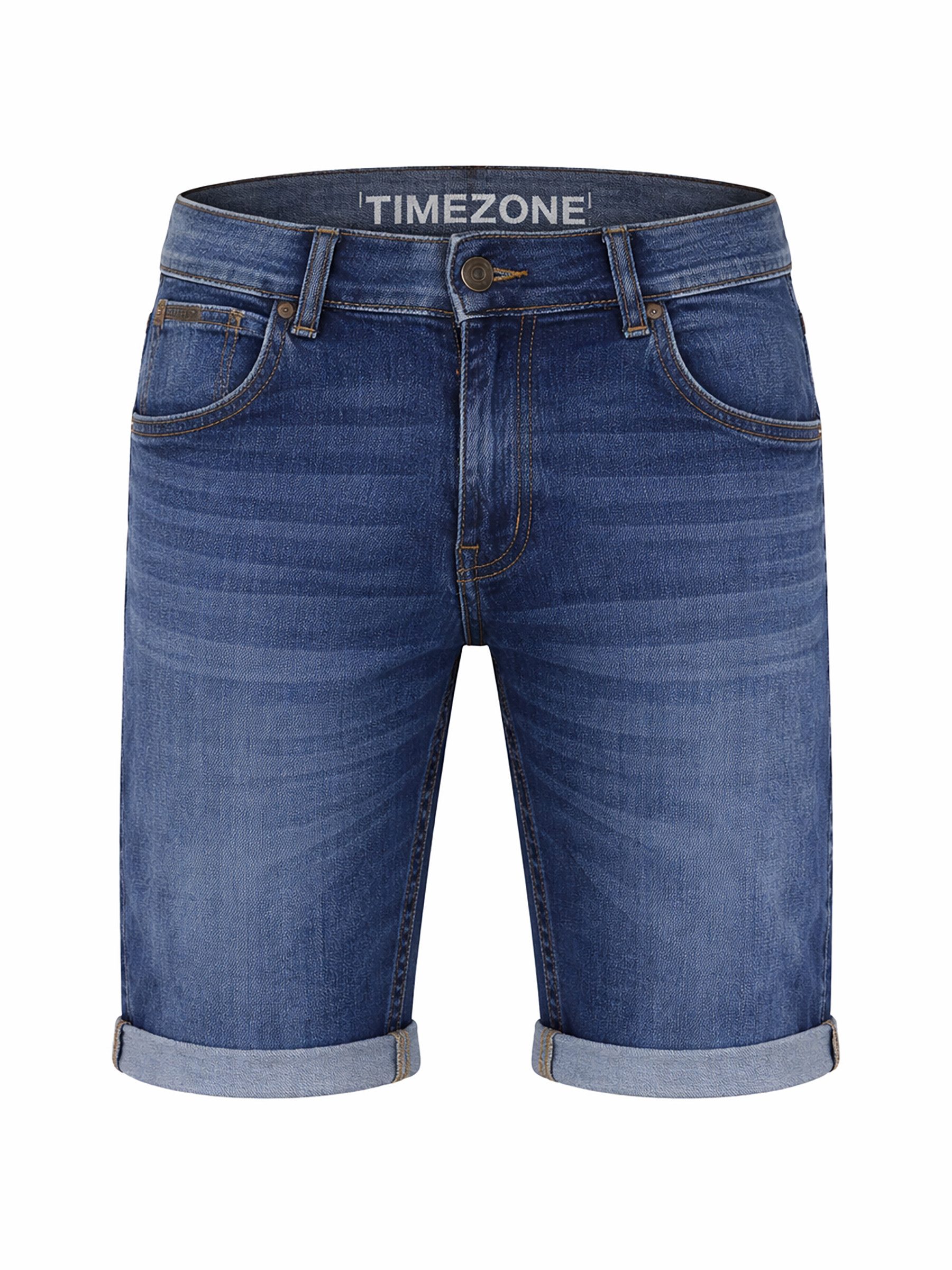 TIMEZONE Jeansshorts Gerader Schnitt Klassischer Denim Look Kontrastnähte (1-tlg) Slim ScottyTZ Short