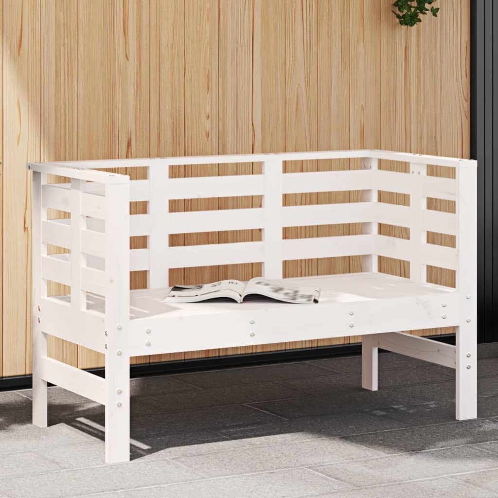 vidaXL Gartenbank Gartenbank Weiß 111,5x53x71 cm Massivholz Kiefer (1-St)