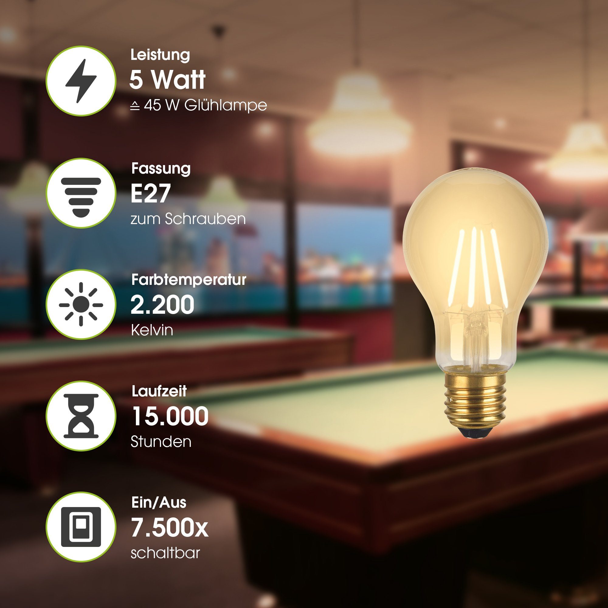 XLAYER Smarte LED-Leuchte WLAN LED Lampe Smart Echo Retro E27 5W Warmweiß Dimmbar