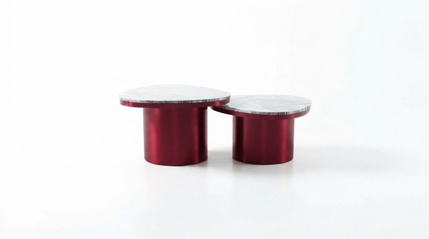 Xlmoebel Beistelltisch Runder Couchtisch aus Marmor mit elegantem Design (Beistelltisch), Hergestellt in Europa