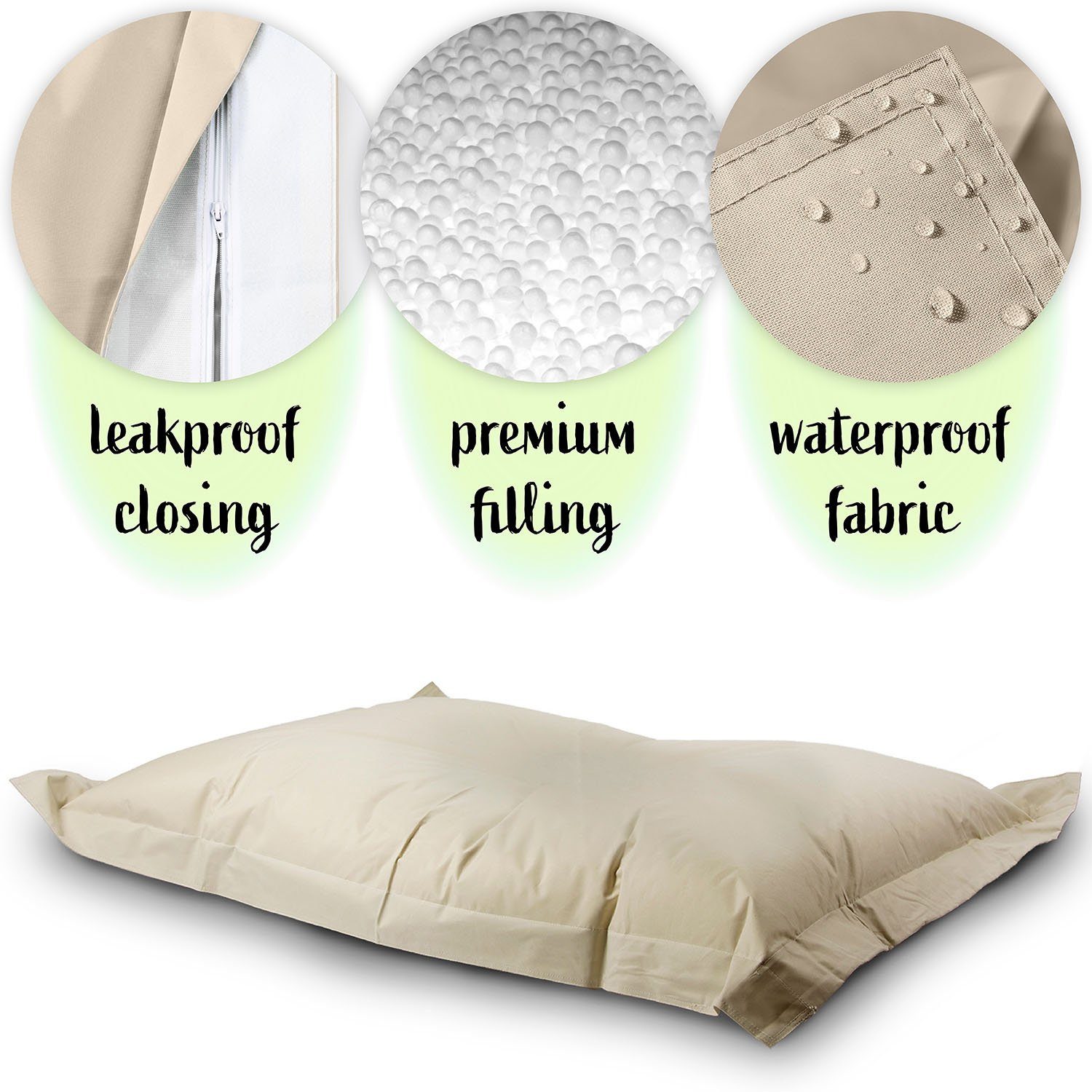 LazyBag Sitzsack Junior-Sitzkissen 250 & Outdoor Liter, Original Sessel Bean-Bag Indoor Riesensitzsack), (XL Beige