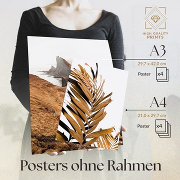 Heimlich Poster Set als Wohnzimmer Deko, Bilder DIN A3 & DIN A4, Hirsch Deko, Landschaften