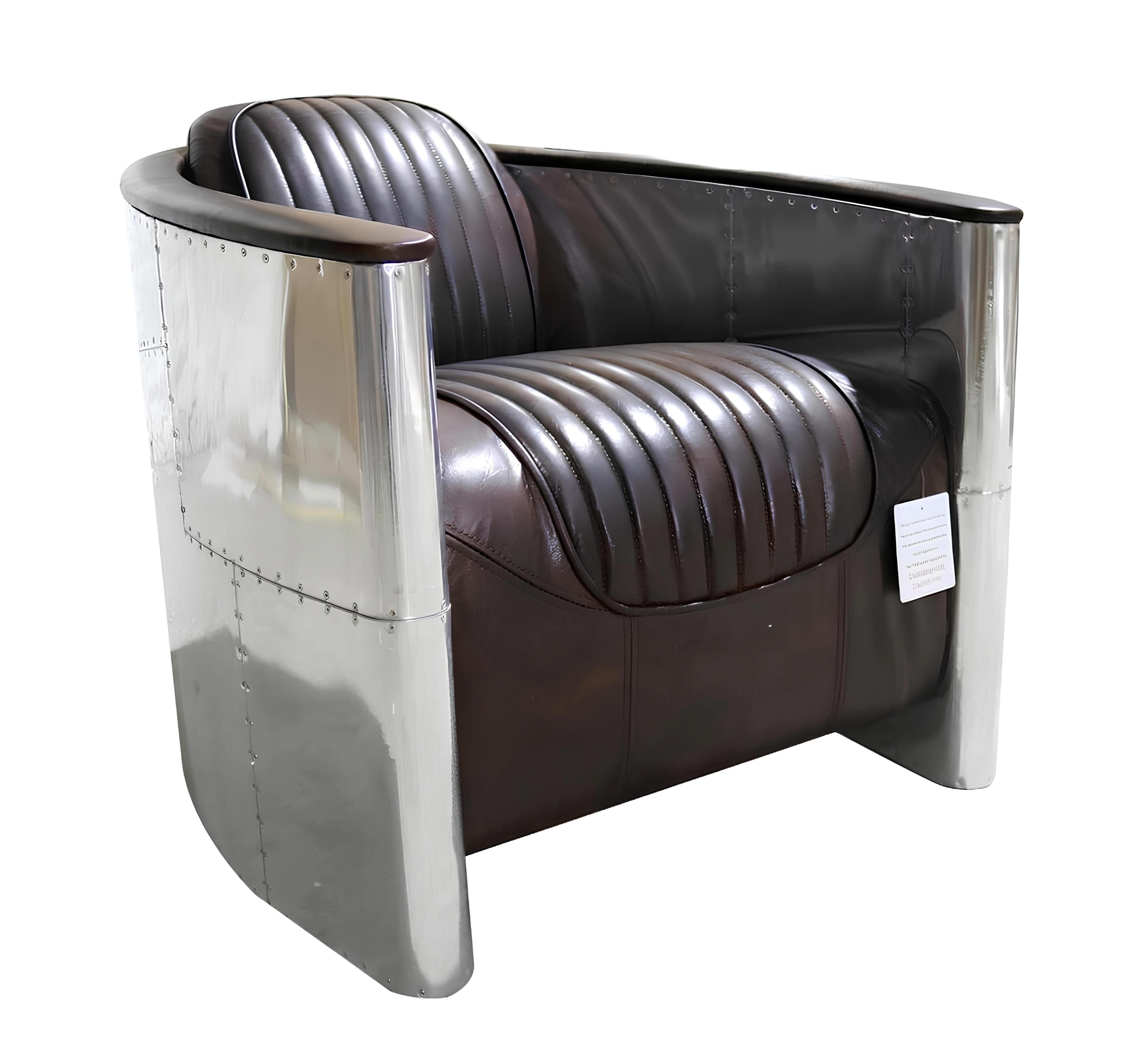 JVmoebel Loungesessel Design Echtleder Vintage Luxus Меблі Polster Aviator Flugzeug Stuhl (Sessel), Made in Europa
