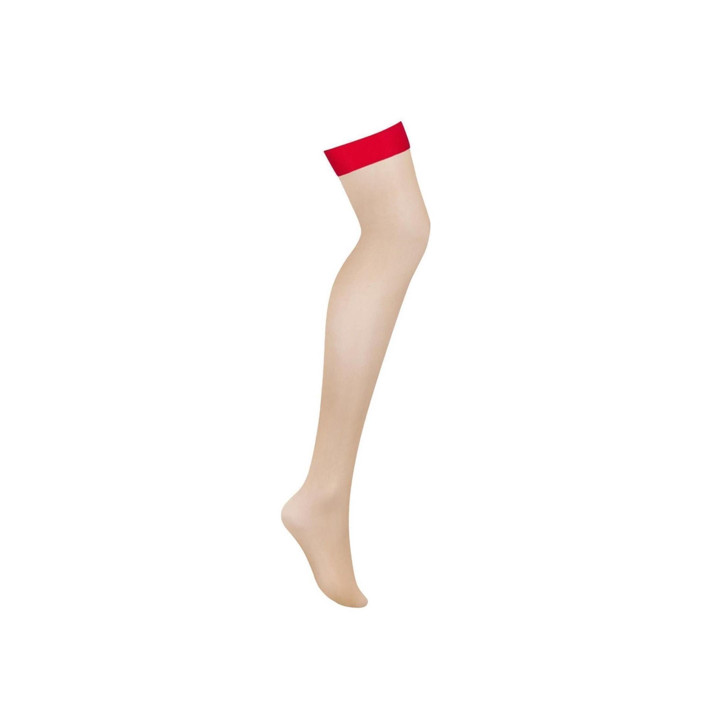 Obsessive Strapsstrümpfe OB S814 stockings N..-red - (L/XL,S/M)