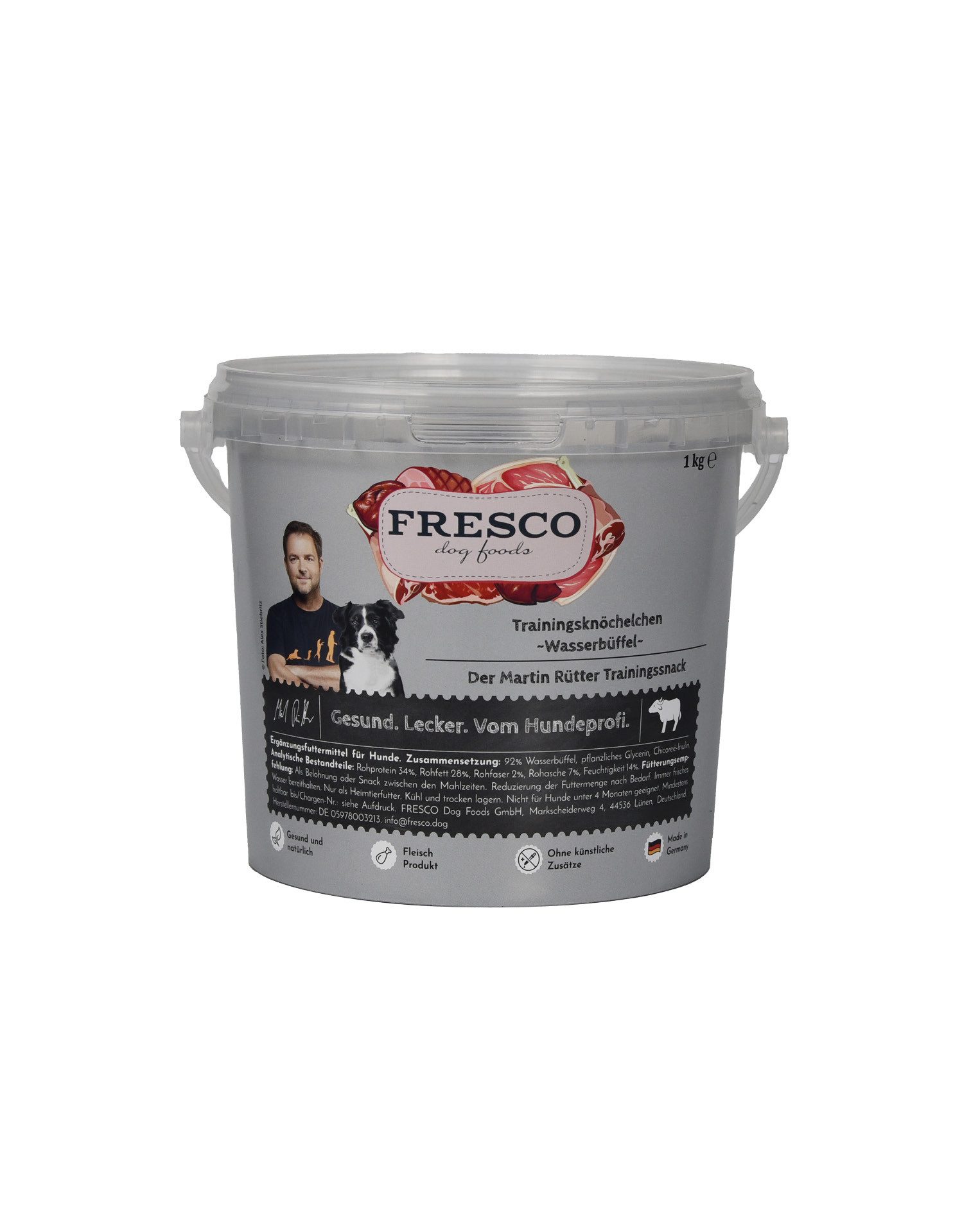 Fresco Dog Martin Rütter Trainingsknöchelchen Wasserbüffel 1kg, Hunde Leckerli, Snack für: Hunde, Hypoallergen, getreidefrei & zuckerfrei