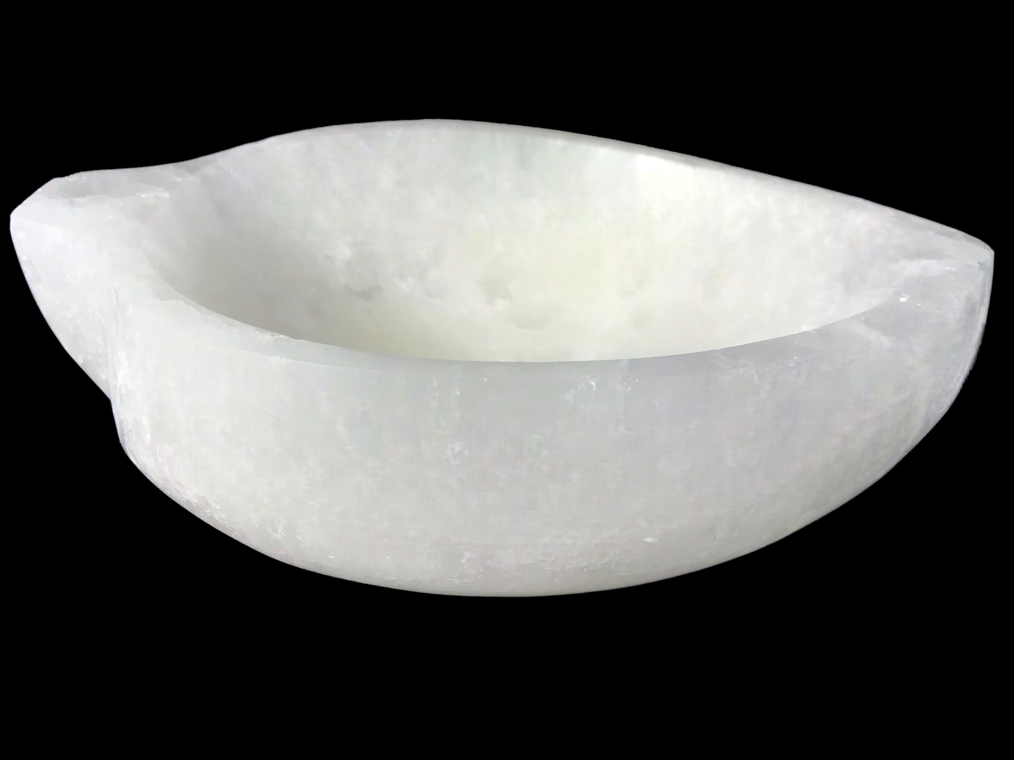 Steinfixx® Dekoschale Selenit Blattschale massive Ausführung hochglanzpoliert 10x7,5x3 cm (Blattform, 1 St., Selenit Schale), handgefertigt, hochglanzpoliert, gerade Standfläche