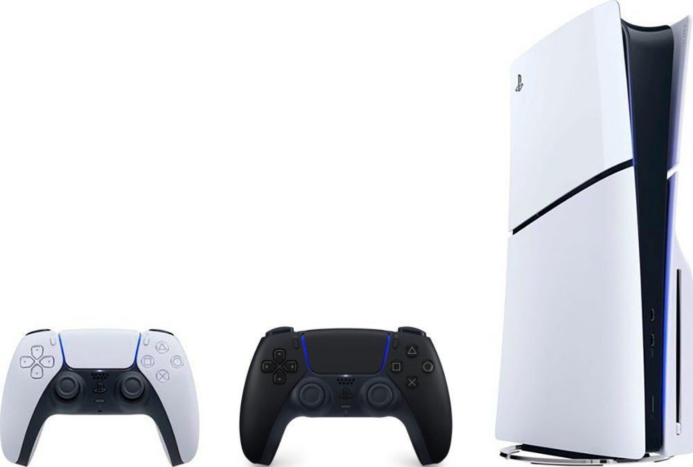 Playstation PS5 Disk Slim E-Chassis + 2. Con schwarz 1TB (Bundle, inkl DualSense Wireless-Controller schwarz), 4K UHD Gaming, Schnelle Ladezeiten, VR-Unterstützung