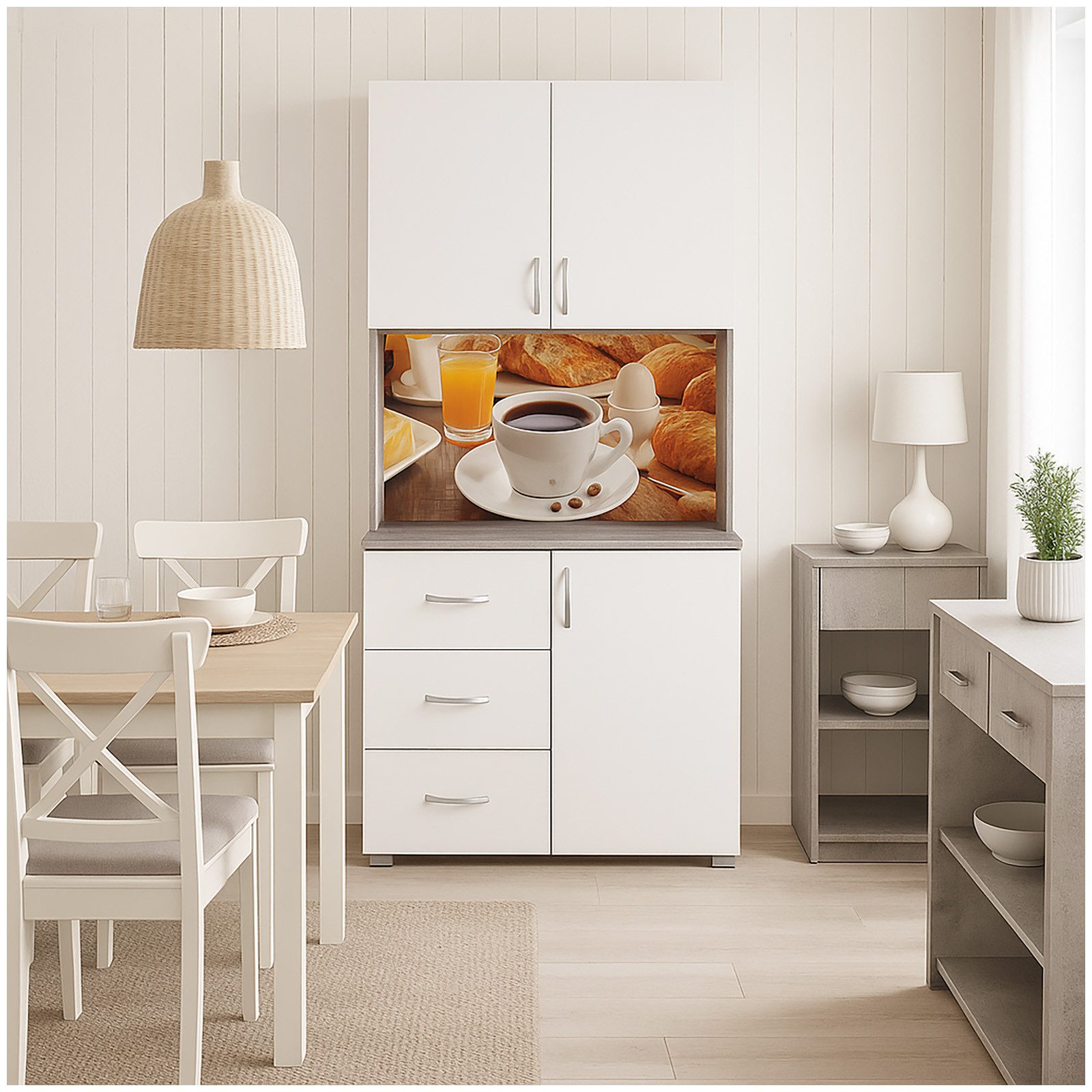 HTI-Living Hochschrank Küchenbuffet 3 Schubladen Blanca günstig online kaufen