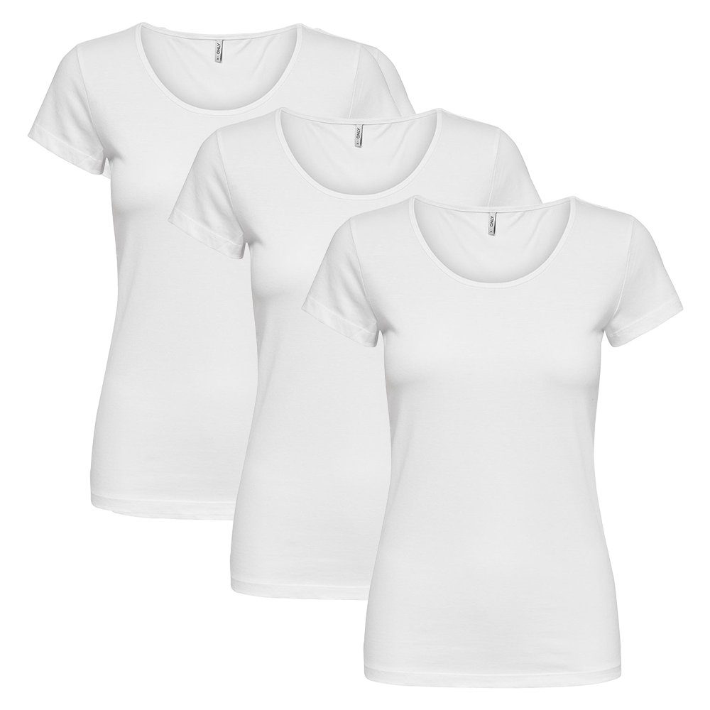 ONLY Longsleeve ONLY 3er Pack Damen T-Shirt kurzarm