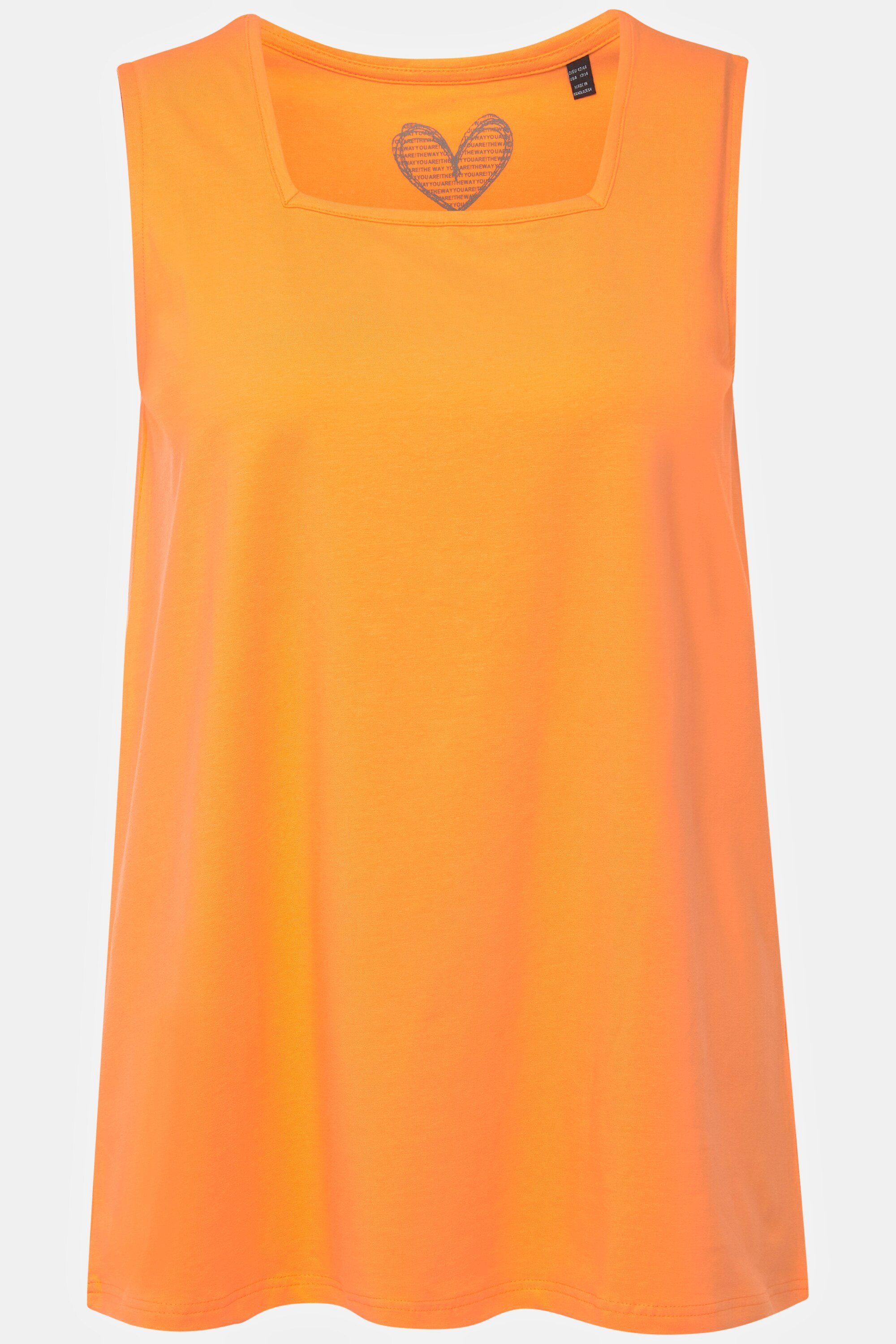 Popken Carree-Ausschnitt cantaloupe ärmellos Top orange A-Linie Rundhalsshirt Ulla