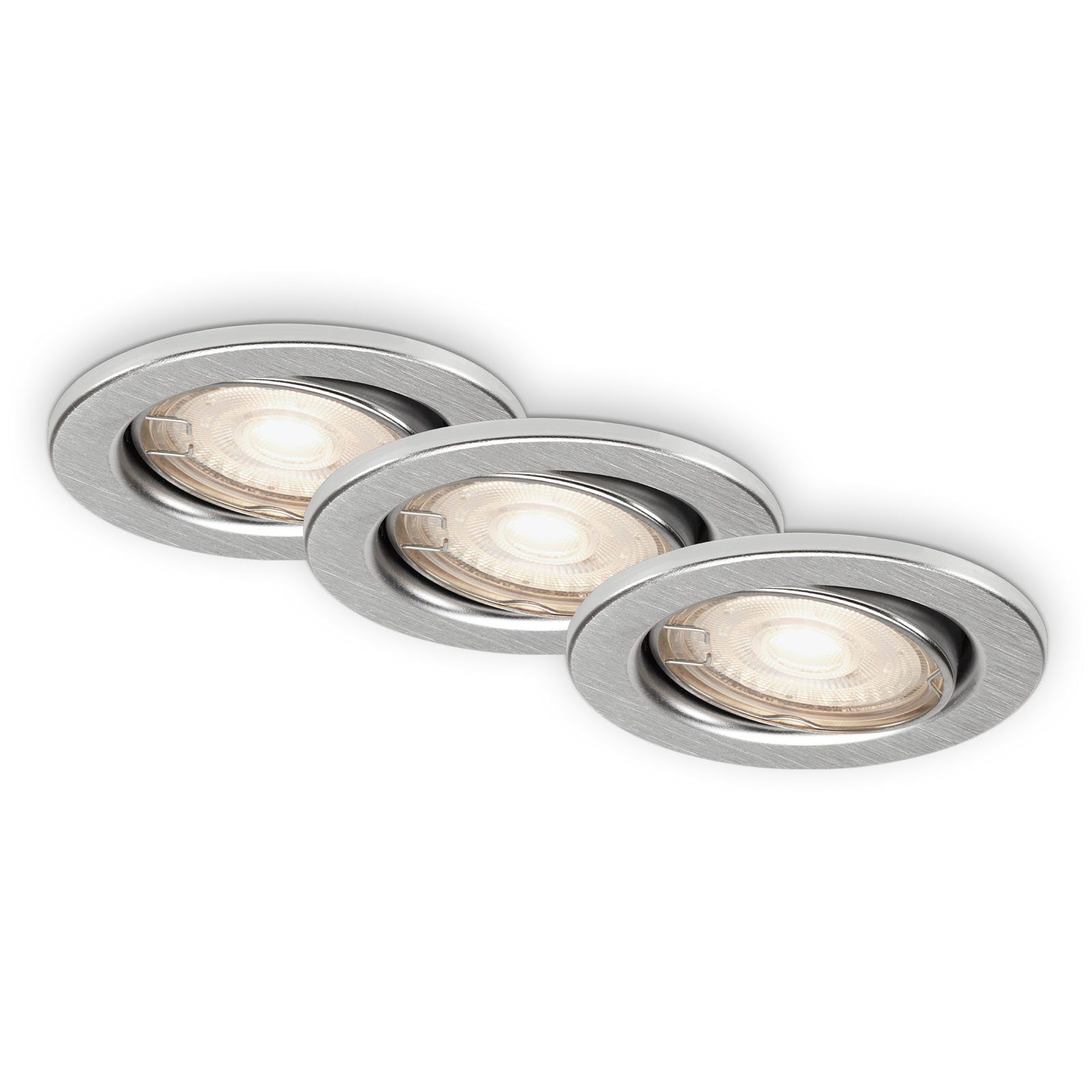 Briloner Leuchten LED Einbauleuchte 7220-039, LED wechselbar, Warmweiß, aluminiumfarbig, GU10, Einbaustrahler, Einbauspot