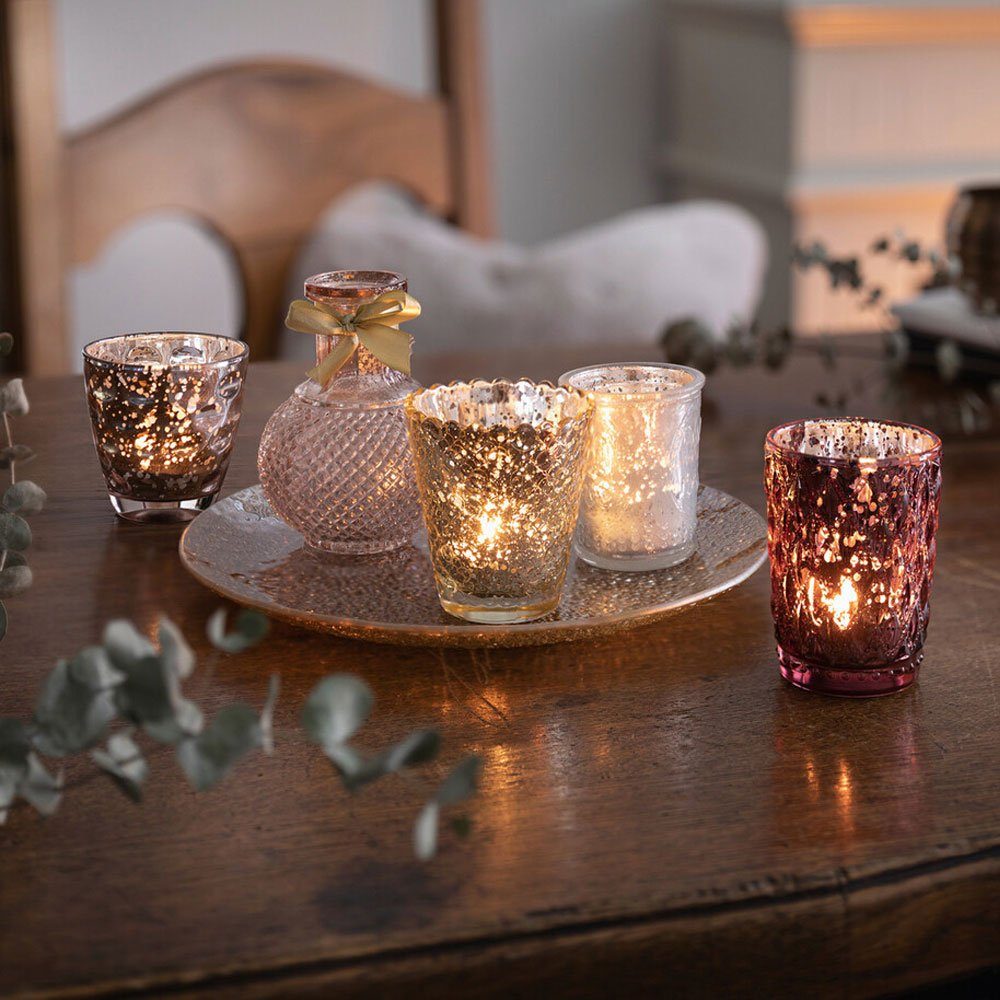 Home-trends24.de Teelichthalter mit Tablett Deko Set Orient Windlicht  Teelicht Kerzen Halter Tisch Tablett