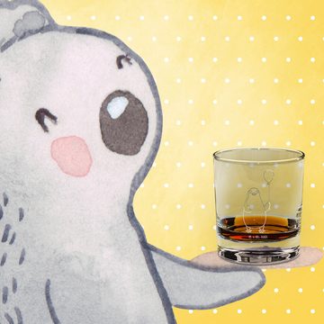 Mr. & Mrs. Panda Whiskyglas Pinguin Luftballon - Transparent - Geschenk, Kind, Whiskey Glas, Whis, Premium Glas, Mit Liebe graviert