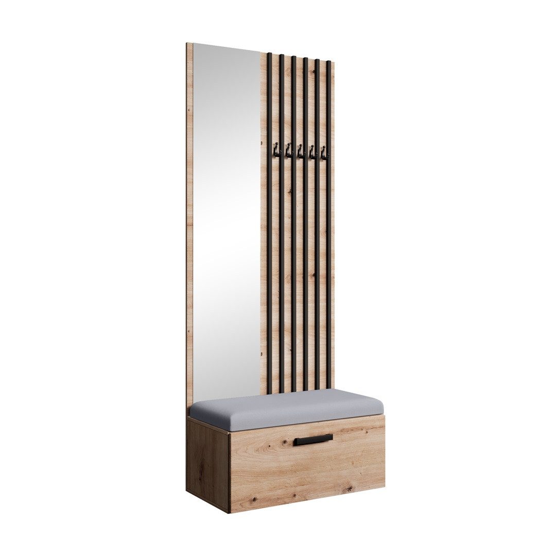 Beautysofa Garderobenschrank mit Lamellen, Spiegel und günstig online kaufen
