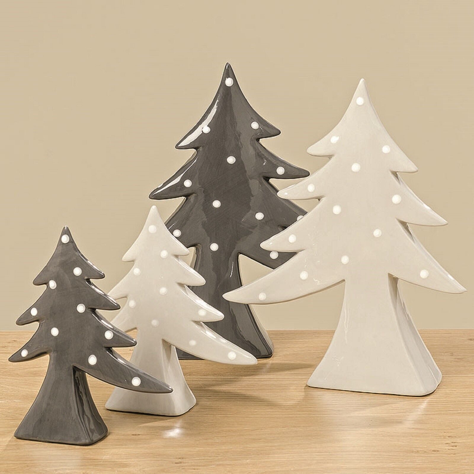 BOLTZE GRUPPE GmbH Weihnachtsfigur Dekoaufsteller Conner Baum Dolomit grau weiß H.14 cm 2er Set