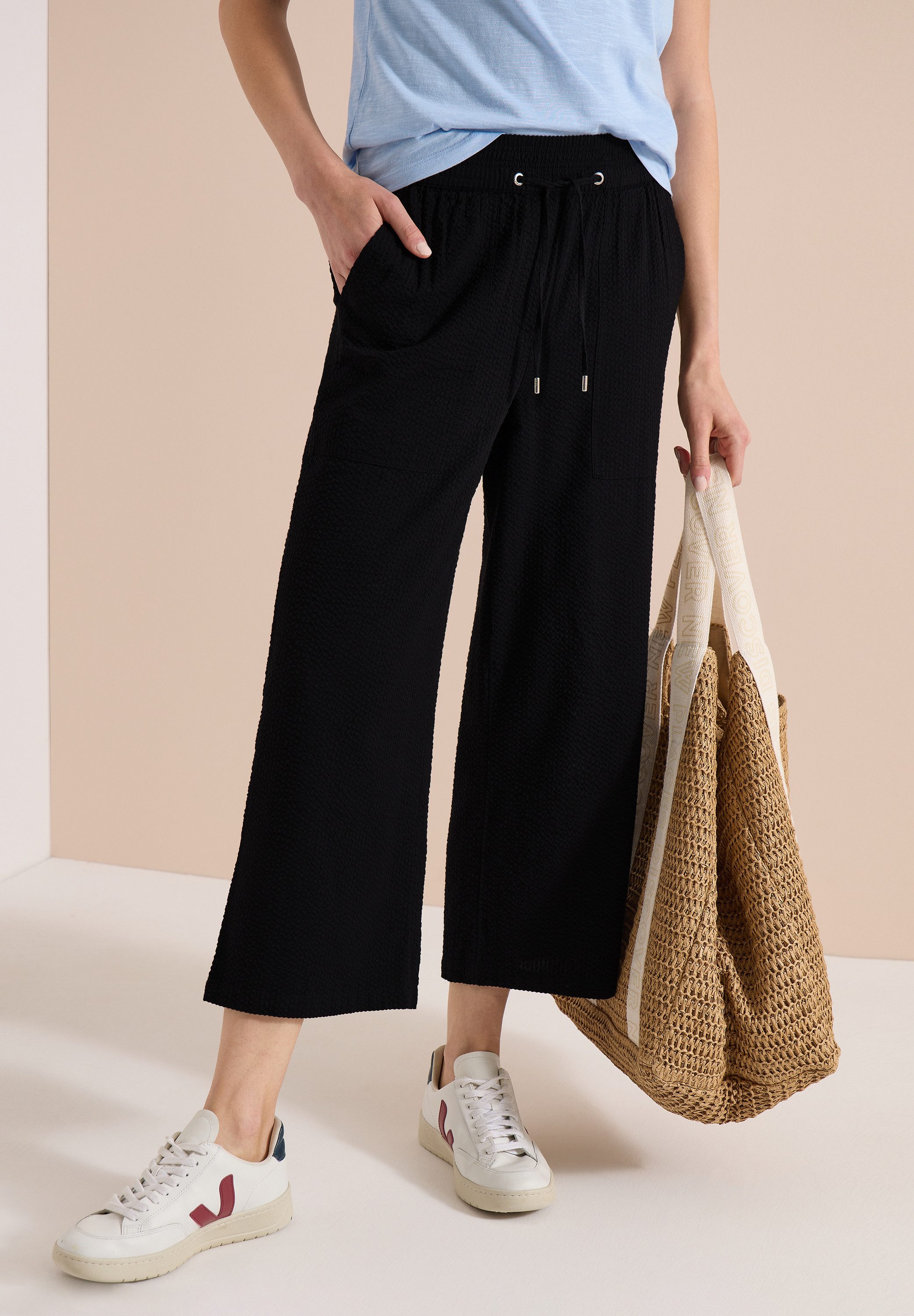 CECIL Culotte aus Seersucker-Material