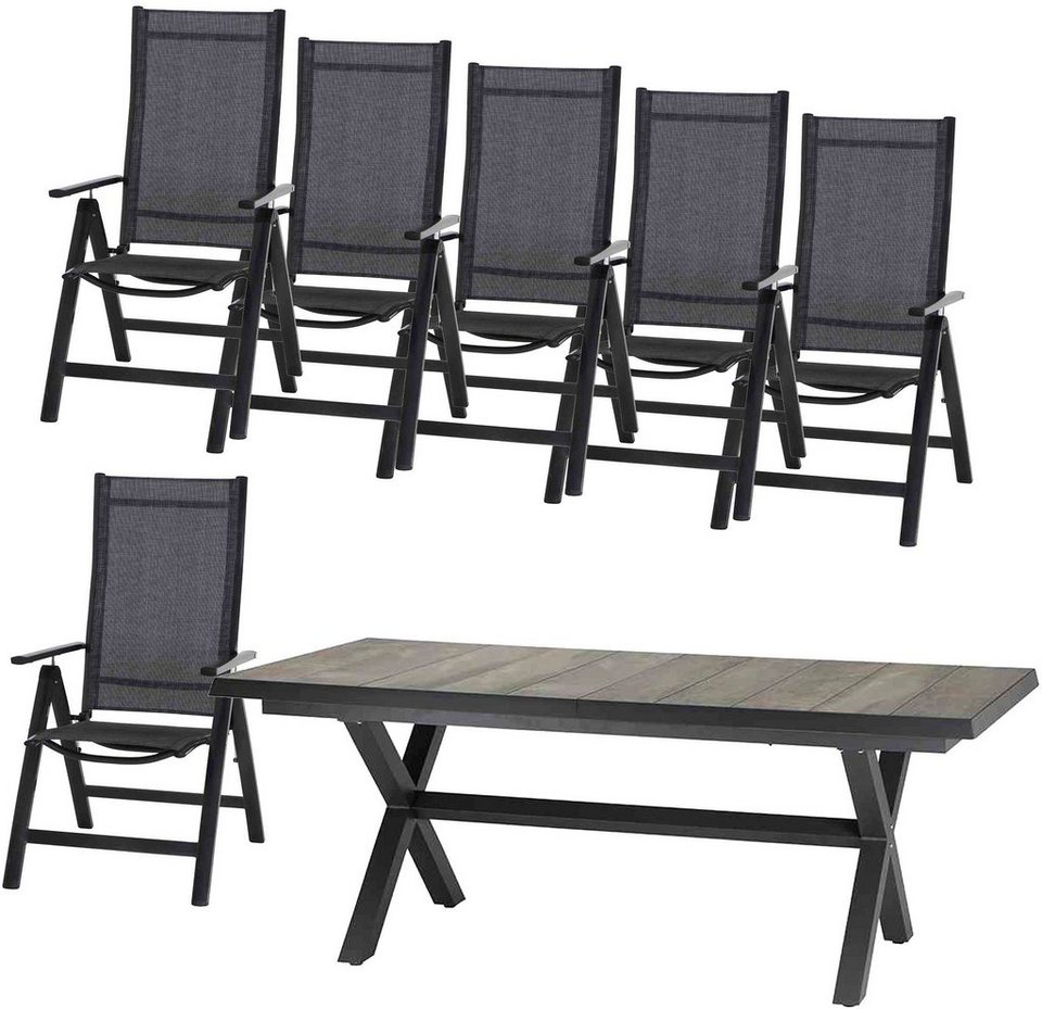 Siena Garden Gartensessel Medira / Sincro (Set, 7-St), bestehend aus 6  Sesseln und 1 TIsch