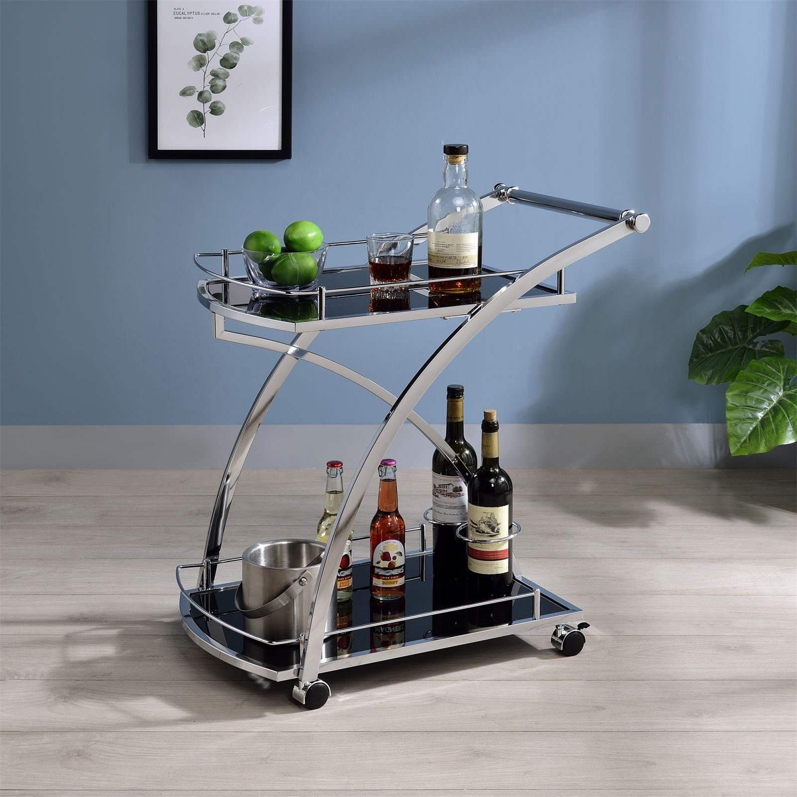 IDIMEX Servierwagen EVO, Barwagen mit Glasböden und Rollen Getränkewagen sc günstig online kaufen