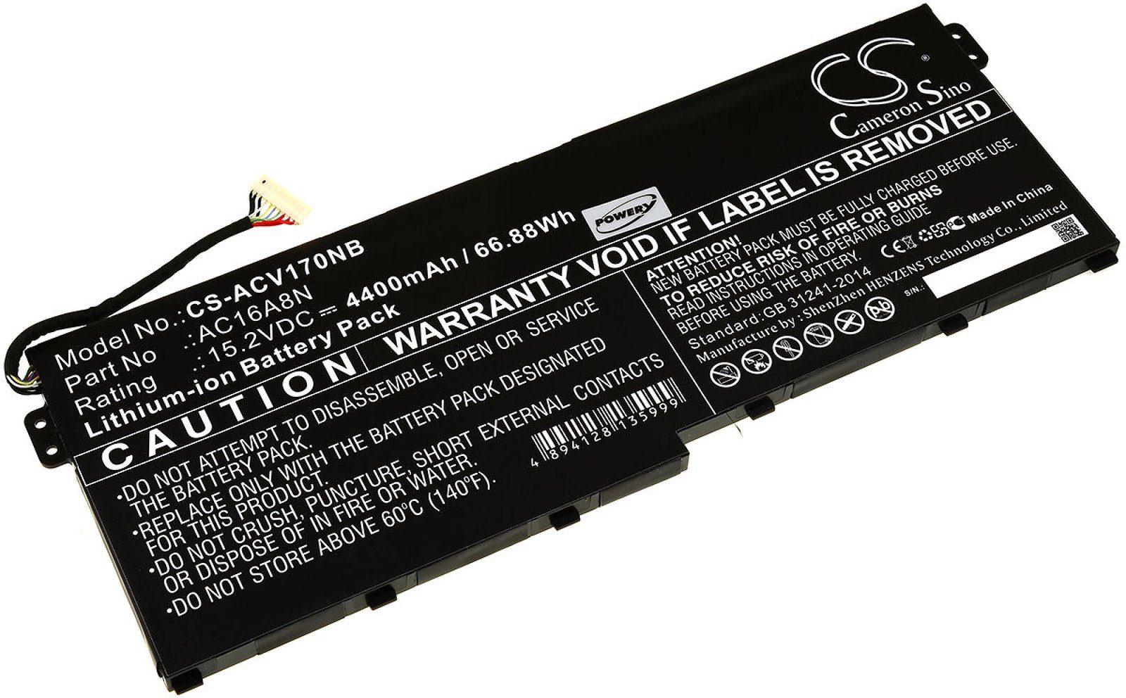 Powery Akku für Acer Aspire V17 Nitro Laptop-Akku 4400 mAh (15.2 V)