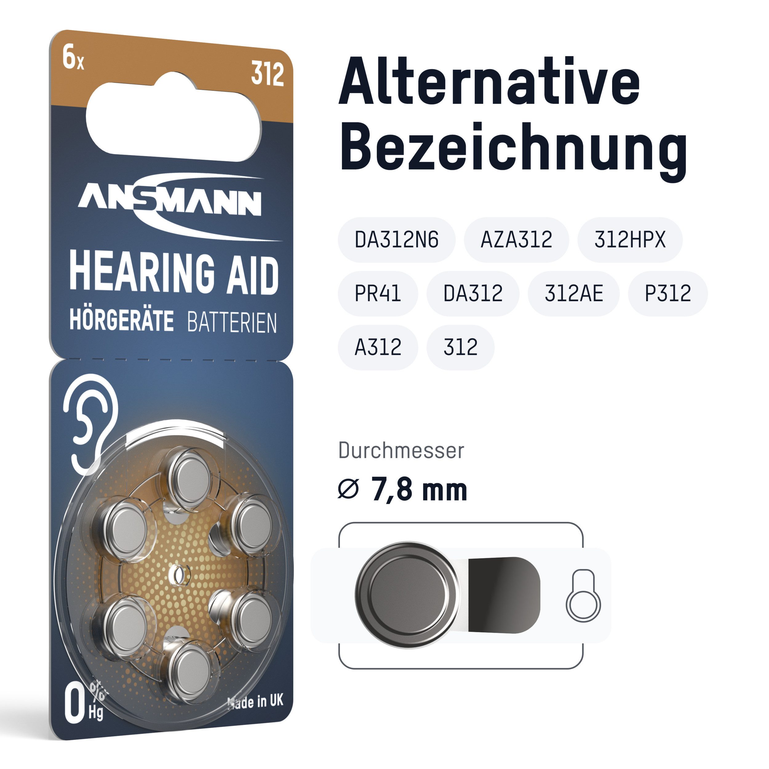 ANSMANN AG Set 40x Alkaline AA,60x Hörgerätezelle 312 Batterie