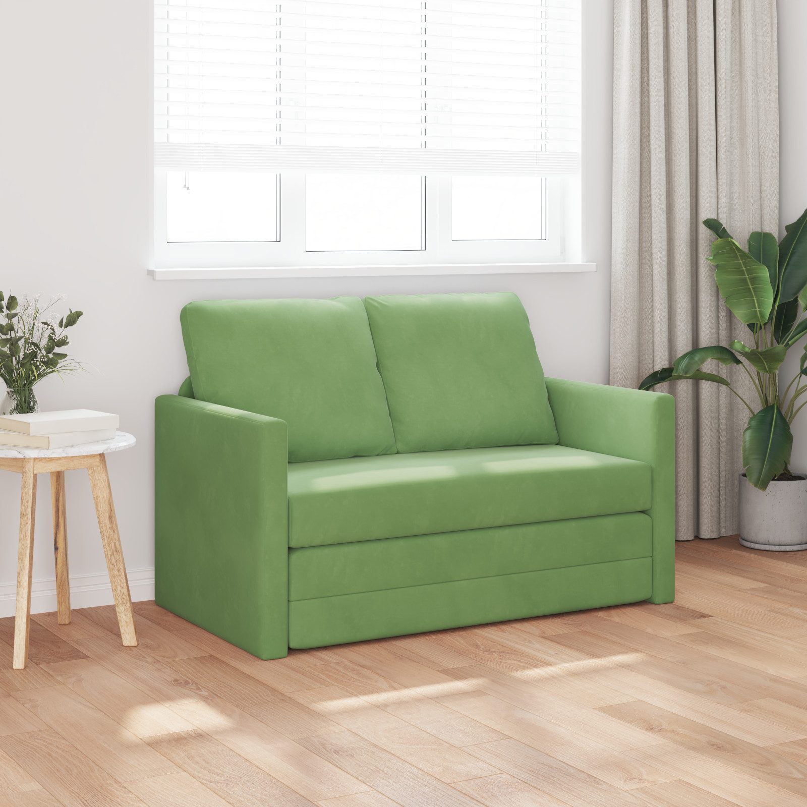 vidaXL Sofa Zweisitzer Hellgrün Stoff, Holz 2-Sitzer Rechteckig Modern, 1 T günstig online kaufen