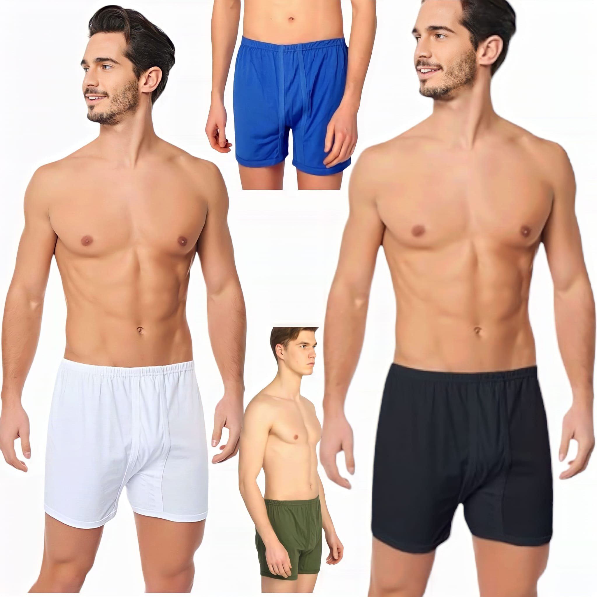 Seher/Tutku Langer Boxer 6er Pack Herren Boxershorts breite Lange Slips Retroshorts Unterhosen (Packung, 6er-Pack) Weiß
