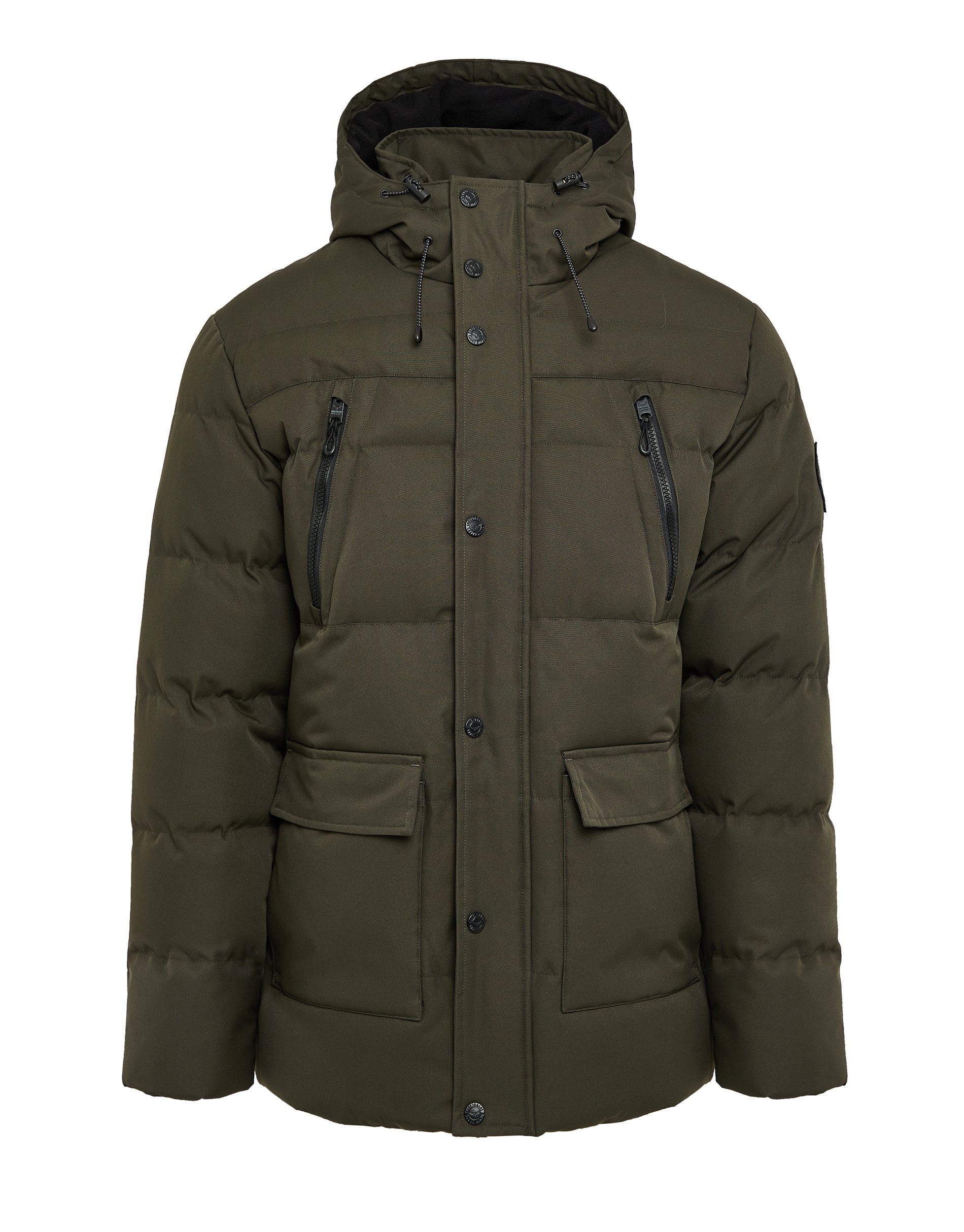zertifiziert Khaki- Global Jacket Jackton (GRS) Recycled Standard olivgrün Winterjacke THB Threadbare