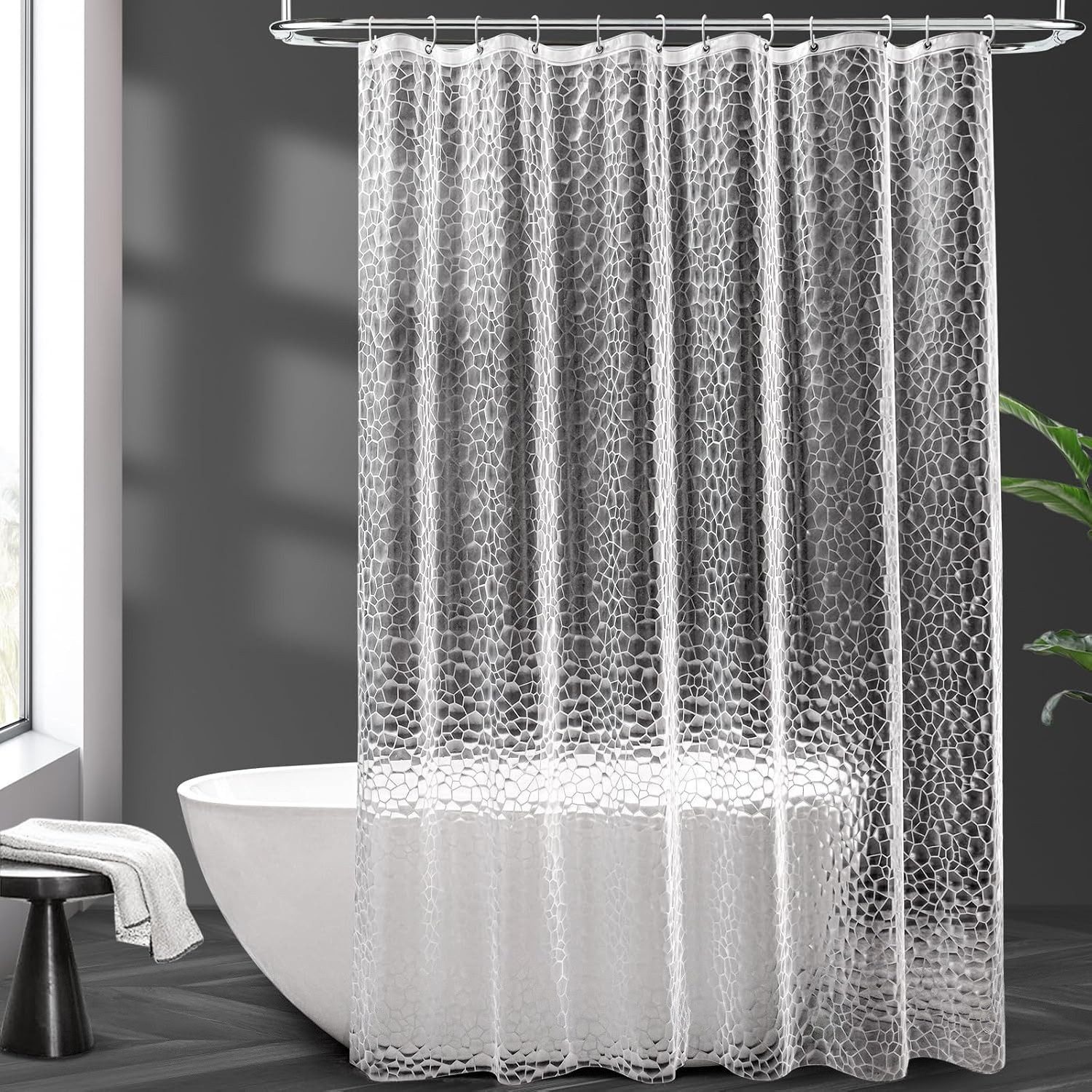 FOUORTUNATE-BEE Duschvorhang Transparenter Duschvorhang 180x200 cm wasserabweisend Bad, Duschvorhang für Badewanne Dusche Badezimmer Trennvorhang klar