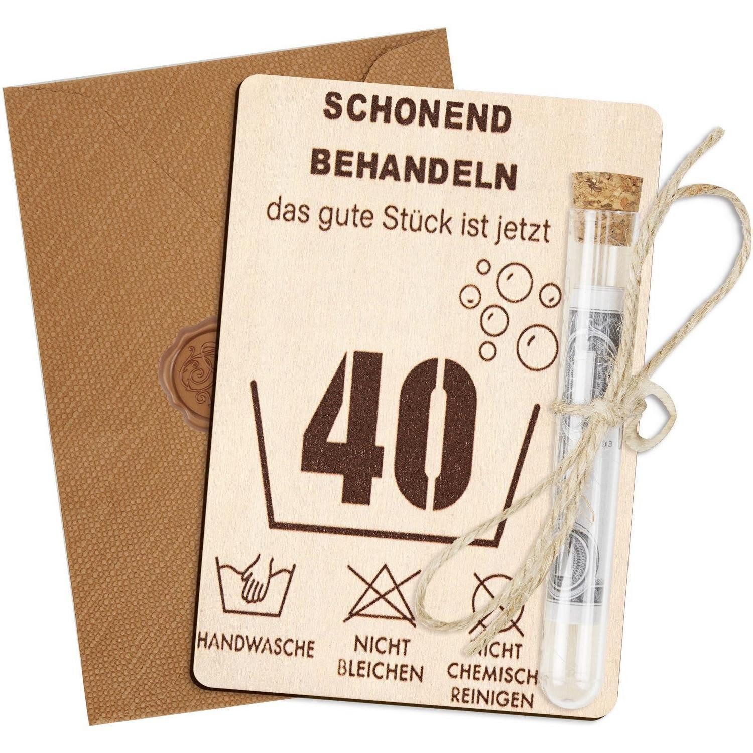 LuxusKollektion Geburtstagskarte Geschenkset 40. Geburtstag Geld Holz-Karte