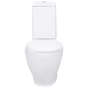 vidaXL Tiefspül-WC WC Keramik-Toilette Badezimmer Rund Senkrechter Abgang Weiß