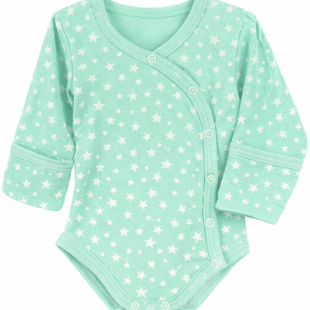 La Bortini Wickelbody Baby Body langarm mit Kratzschutz neutral (1 Langarmbody, für Jungen und Mädchen, unisex) aus Baumwolle, 44 50 56 62 68 74 mitgrün