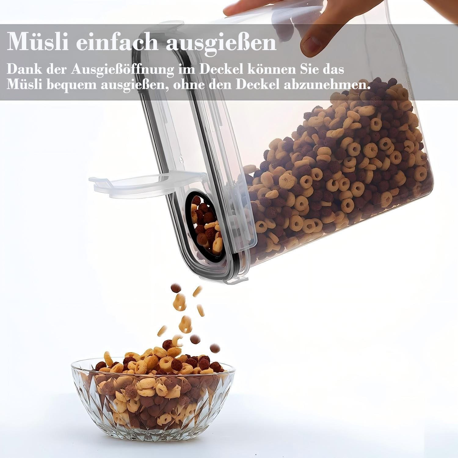 SURFOU Vorratsdose Vorratsdosen mit Deckel Luftdicht Küchen Organizer Frischhaltedosen 4L, Kunststoff, (4er Set Spaghetti-Box–Müslibehälter, Getreidebehälter, M – Bild 5 von 5