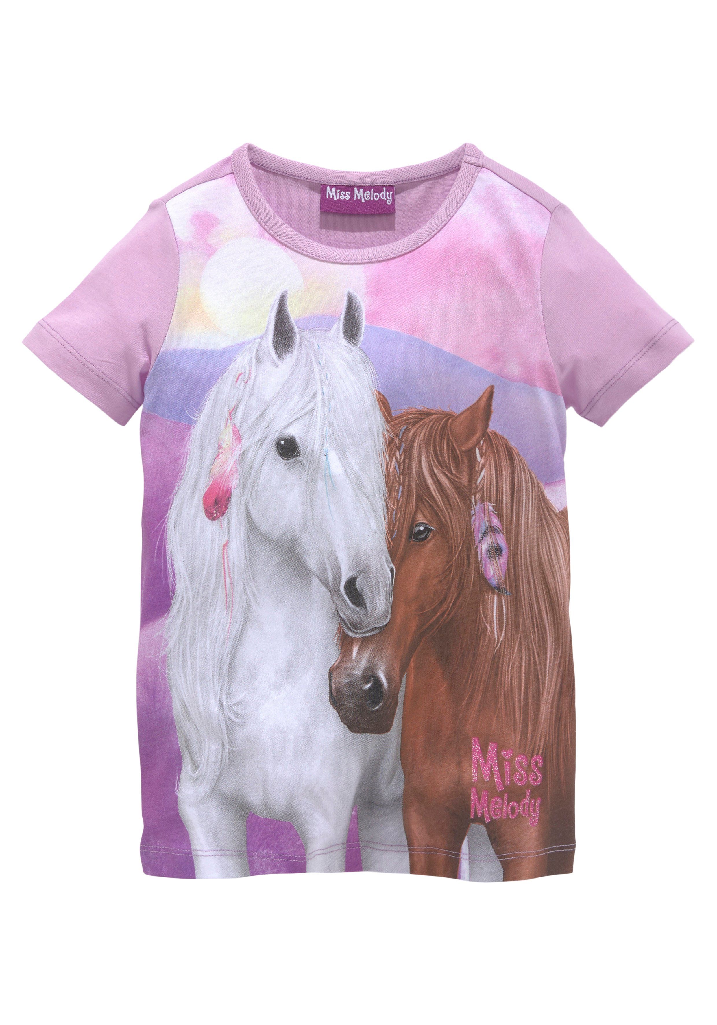 Miss Melody T-Shirt mit schönem Pferdemotiv, Mit schönem Pferdemotiv und  Glitzerdetails