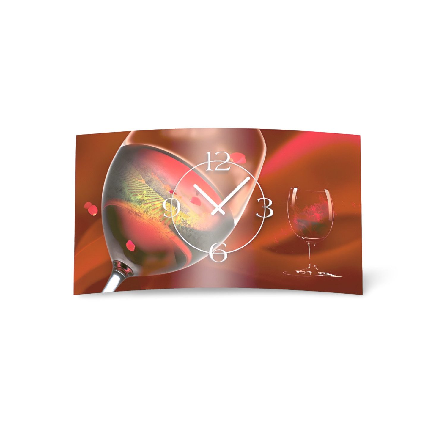 dixtime Wanduhr Rotwein Designer Wanduhr (Einzigartige 3D-Optik aus 4mm Alu-Dibond)