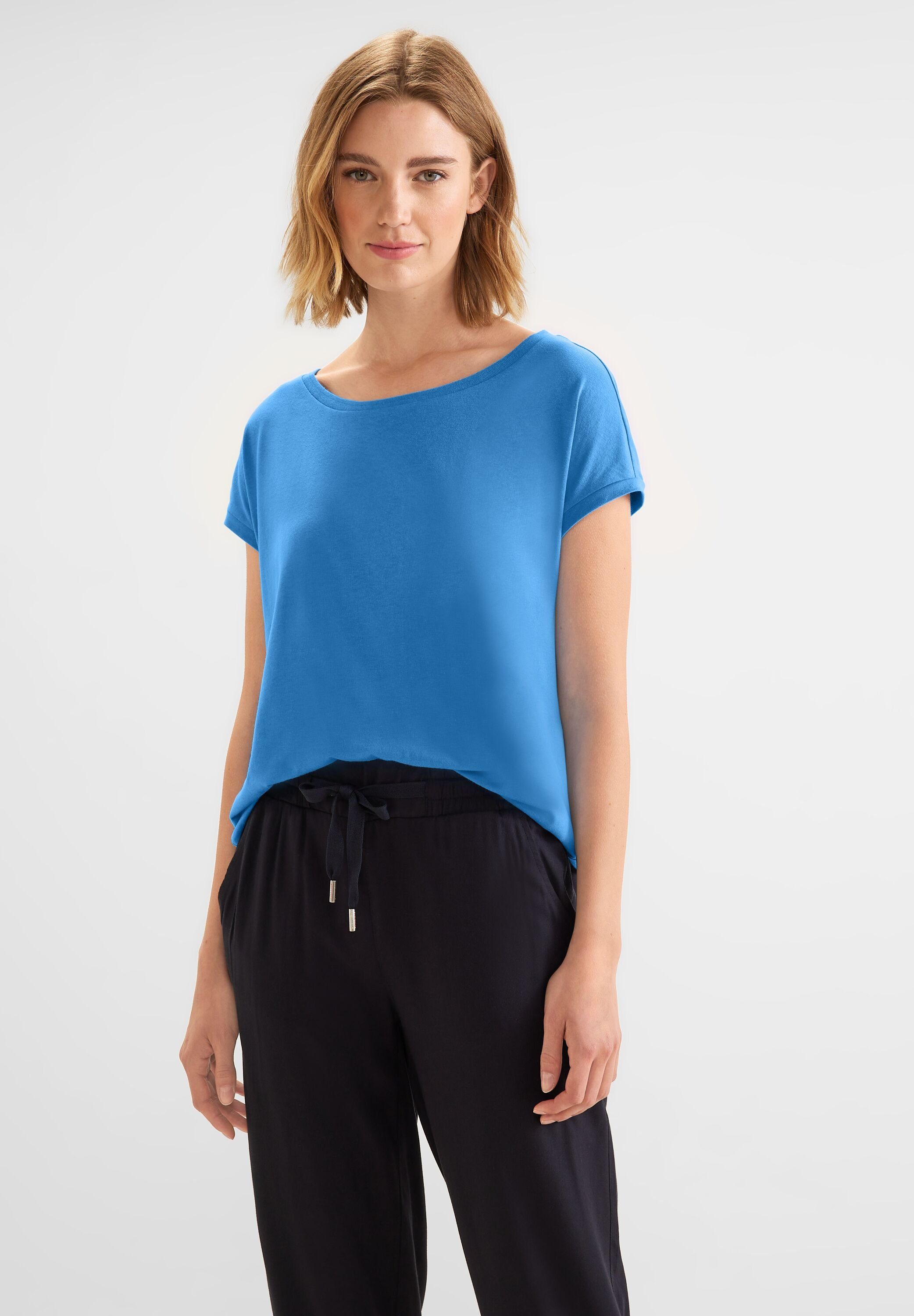 STREET ONE T-Shirt in Unifarbe blue bay