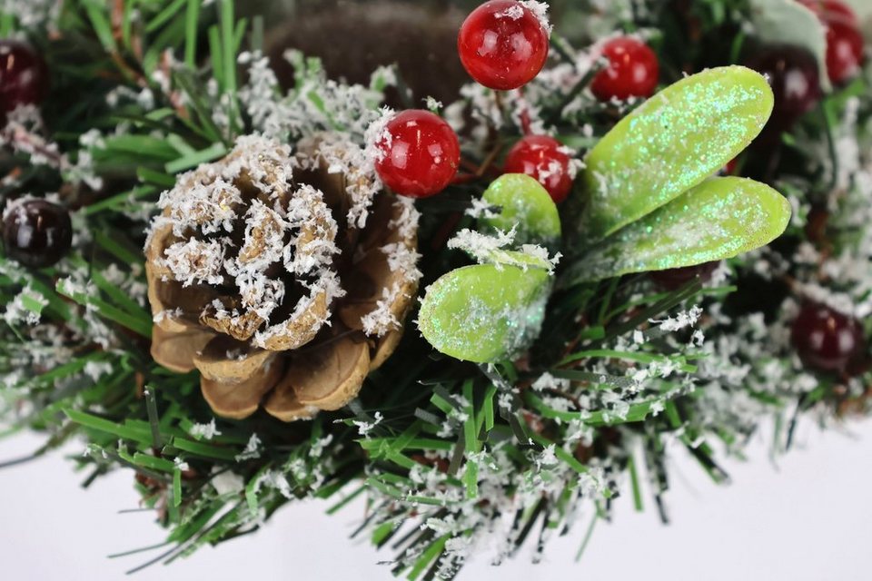 Weihnachtsdeko, I.GE.A. Beeren (Set, Ø cm beschneit, Mistel inkl. 15 St), Kerzenhalter 2 und mit Glaseinsatz, Teelichthalter Zapfen,