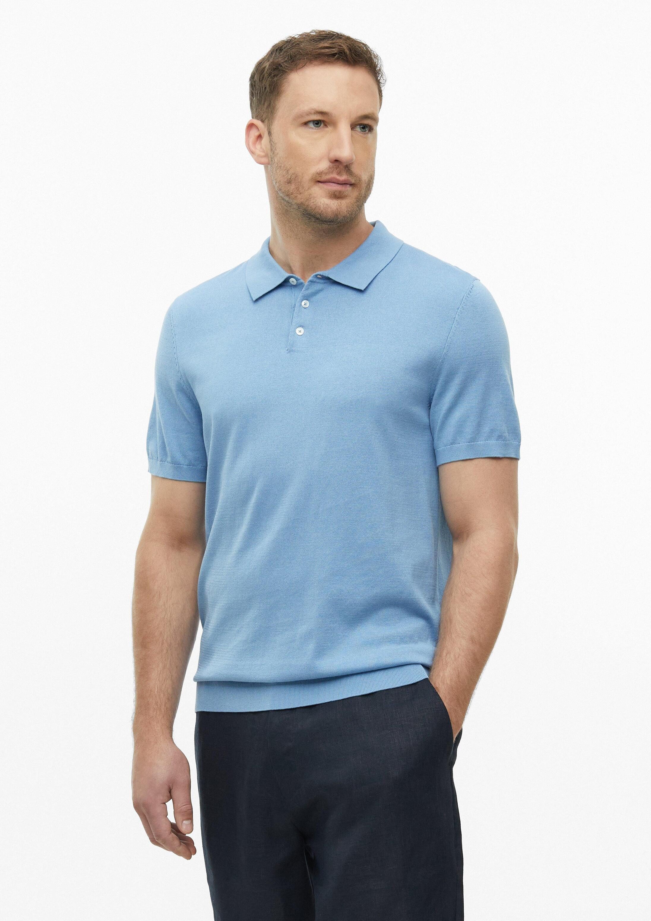 s.Oliver Kurzarmpullover Strickpullover Weiches Strick-Poloshirt aus Baumwoll-Seidenmix