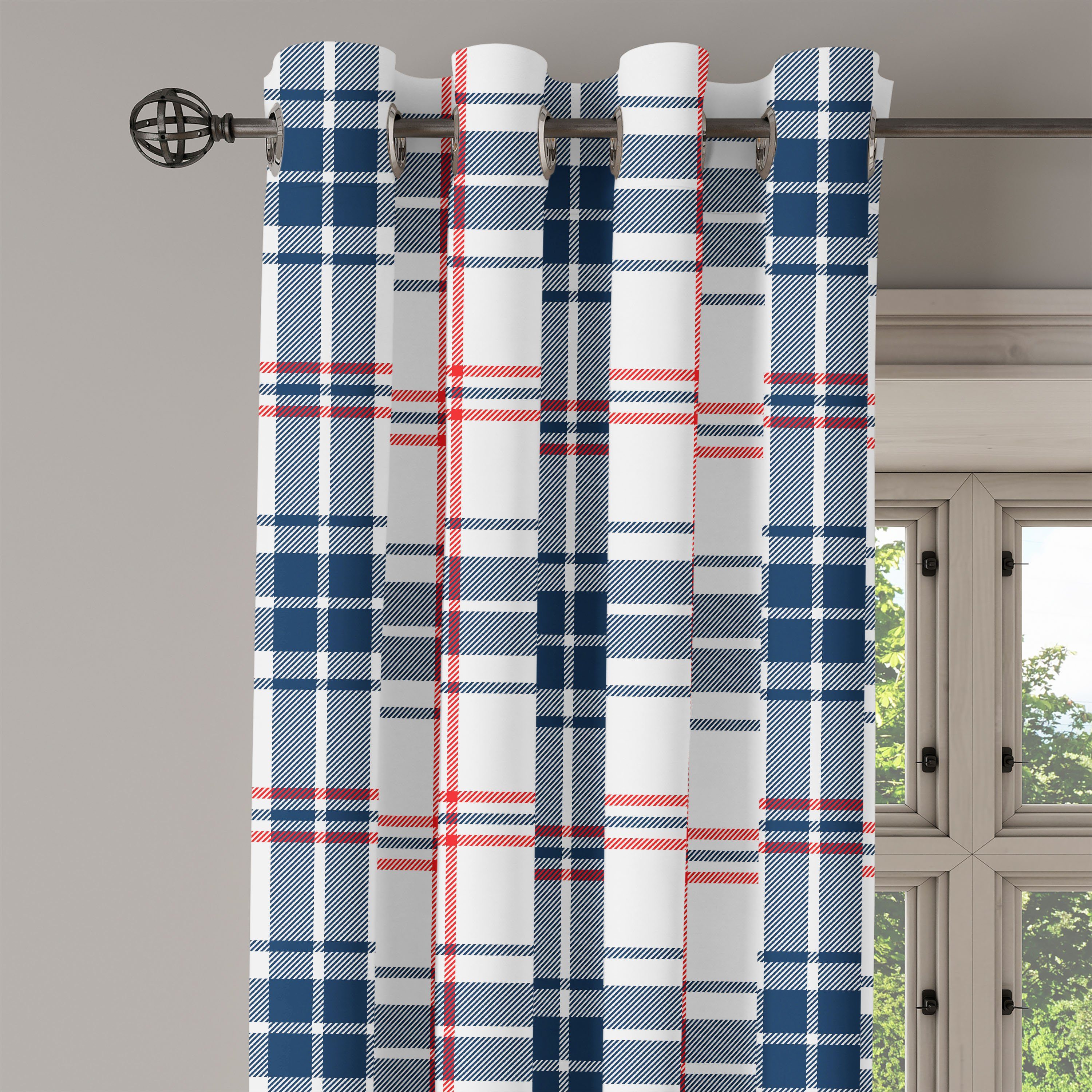 Land-Muster Abakuhaus, Plaid Wohnzimmer, Schlafzimmer Britische für Dekorative Gardine 2-Panel-Fenstervorhänge