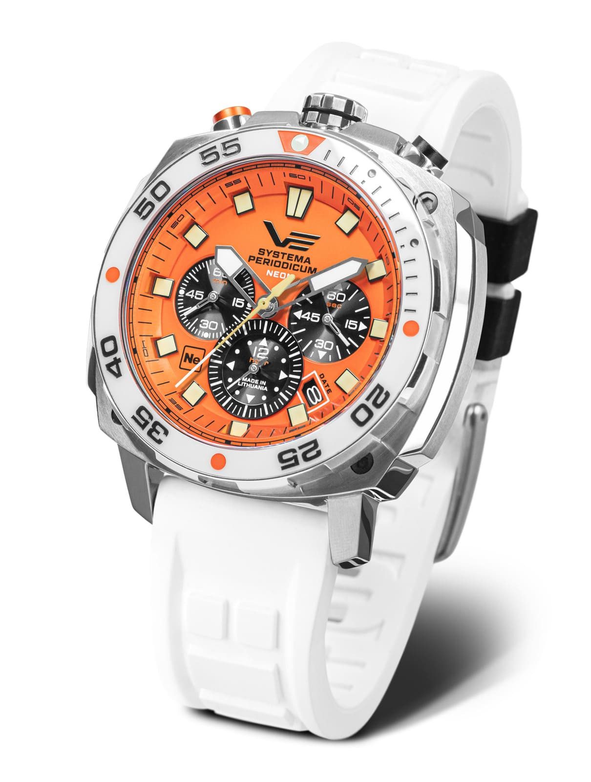Vostok Europe Chronograph Systema Periodicum 650A723-L – Neon-Design, 45,5 mm, Lederband