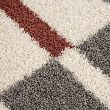 Hochflor-Teppich Shaggy Hochflorteppich gestreift Langflor Wohnzimmer, Angeycasa, rechteckig, Höhe: 30 mm, Wohnzimmer, Esszimmer, Schlafzimmer, Kinderzimmer